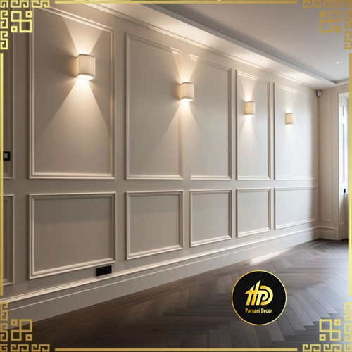 گچبری مدرن دیوار چند قاب پذیرایی
