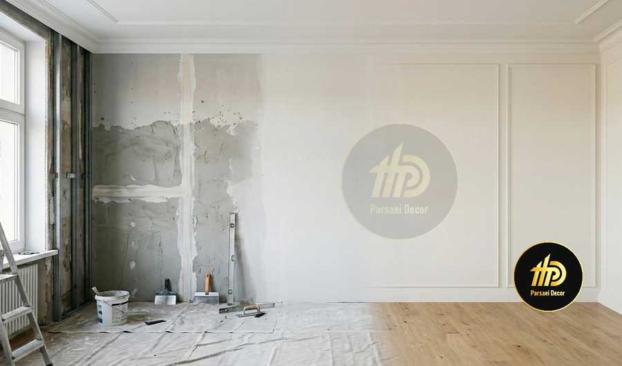 ترتیب اجرای گچکاری سفیدکاری و گچبری در پروژه داخلی