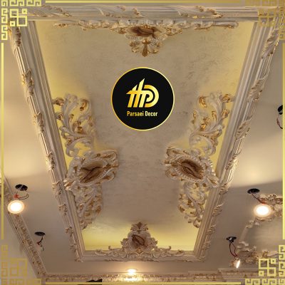 گچبری کامل با پتینه استخوانی سقفی