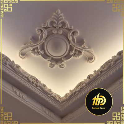 نمای گچبری از گل گوشه سقفی